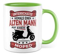 Tasse cadeau cyclomoteur ne jamais sous-estimer un vieil homme sur un cyclomoteur, idée cadeau collègue, père, ami, grand-père, amateur de cyclomoteur, tasse à café