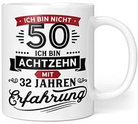 Tasse cadeau d'anniversaire 50 ans avec inscription en allemand Ich Bin Nicht 50 Ich Bin 18 mit 32 Jahren Erfahrung | Cadeau d'anniversaire
