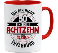 Tasse cadeau d'anniversaire 50 ans avec inscription en allemand « Ich bin nicht 50 Ich bin 18 mit 32 Jahren Erfahrung | Geburtstag Geschenkideen | Geschenke für Papa | Opa Tasse | Idée de cadeau
