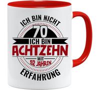 Tasse cadeau d'anniversaire de 70 ans avec inscription « Ich Bin Nicht 70 Ich Bin 18 » avec 52 ans d'expérience | Idée cadeau d'anniversaire | Cadeaux pour papa | Tasse de grand-père | Idée cadeau