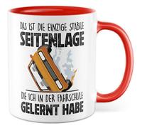 Tasse cadeau école de conduite : c'est la seule position latérale stable que j'ai appris, tasse à café, professeur de conduite, accident de voiture, jeu de mots, idée cadeau, bureau, travail, sarcasme