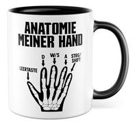 Tasse cadeau humoristique anatomie de ma main bouton d'espace D W/S A Ctrg/Shift - Tasse à café idée cadeau humour Gaming Keyboard Tasse à café
