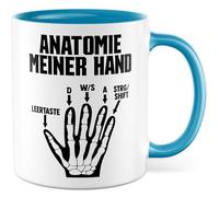 Tasse cadeau humoristique anatomie de ma main bouton d'espace D W/S A Ctrg/Shift - Tasse à café idée cadeau humour Gaming Keyboard Tasse à café