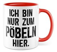 Tasse cadeau humour « Ich bin nur zum Pöbeln hier », tasse à café sarcasme ironie bureau travail équipe collègue idée cadeau collègue collègue de collègue avec inscription humoristique