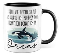 Tasse cadeau Orca - Peut ressembler à j'écouter... - Tasse à café baleines mer vacances plongée animaux amoureux des animaux - Idée cadeau Walliebe Ironie Jeu de mots Meme - Inscription amusante