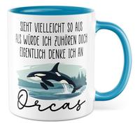 Tasse cadeau Orca - Peut ressembler à j'écouter... - Tasse à café baleines mer vacances plongée animaux amoureux des animaux - Idée cadeau Walliebe Ironie Jeu de mots Meme - Inscription amusante