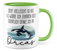 Tasse cadeau Orca - Peut ressembler à j'écouter... - Tasse à café baleines mer vacances plongée animaux amoureux des animaux - Idée cadeau Walliebe Ironie Jeu de mots Meme - Inscription amusante