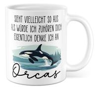 Tasse cadeau Orca - Peut ressembler à j'écouter... - Tasse à café baleines mer vacances plongée animaux amoureux des animaux - Idée cadeau Walliebe Ironie Jeu de mots Meme - Inscription amusante