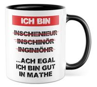 Tasse cadeau pour enseignant avec inscription en allemand « … ach egal ich bin gut in Mathe » - Tasse à café 330 ml en céramique - Pour professeur, humour, professeur, collègue de travail