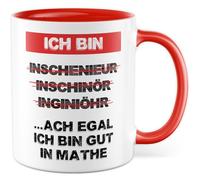 Tasse cadeau pour enseignant avec inscription en allemand « … ach egal ich bin gut in Mathe » - Tasse à café 330 ml en céramique - Pour professeur, humour, professeur, collègue de travail