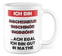 Tasse cadeau pour enseignant avec inscription en allemand « … ach egal ich bin gut in Mathe » - Tasse à café 330 ml en céramique - Pour professeur, humour, professeur, collègue de travail