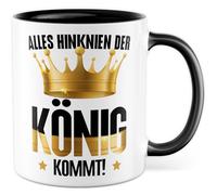 Tasse cadeau roi avec inscription « Alles hinknien der König kommt » - Tasse à café King Couronne Chef Conduite Humour Humour - Idée cadeau Bureau Travail Café Bureau Tasse à café Tasse de bureau