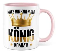 Tasse cadeau roi avec inscription « Alles hinknien der König kommt » - Tasse à café King Couronne Chef Conduite Humour Humour - Idée cadeau Bureau Travail Café Bureau Tasse à café Tasse de bureau
