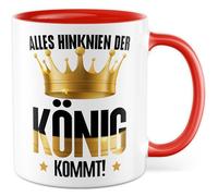 Tasse cadeau roi avec inscription « Alles hinknien der König kommt » - Tasse à café King Couronne Chef Conduite Humour Humour - Idée cadeau Bureau Travail Café Bureau Tasse à café Tasse de bureau