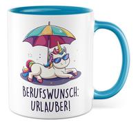 Tasse Cadeau Vacances Souhait Professionnel : Vacances !, Tasse à café Vacances Mer Licorne Travail Profession Bureau Emploi Idée Cadeau Sarcasme Meme Blague Slogan Drôle Tasse à café