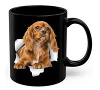 Tasse Cadeaux Maman Et Papa Ruby Cavalier King Charles Spaniel Avec Chien Regarde À Travers 330Ml Mugs Porcelaine Drôle Tasses Pour Homme Eau Lait