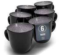 Tasse Café 6er Set en Grès Ibiza - Chic et moderne, compatible lave-vaisselle et micro-ondes - Pure Living - Ensemble de Tasses à Thé et à Café Cool en Gris Gobelets