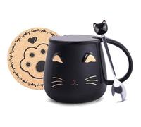 Tasse café céramique chat mignon fait main couverture cuillère unique chocolat noir COFFRET THEMATIQUE