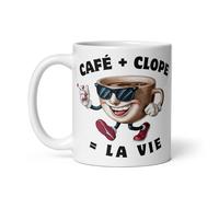 Tasse Café + Clope = La Vie- Cadeau Humoristique Amateurs du Café et de la clope fumer cigarettes