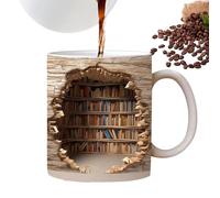 Tasse Café Livre | Tasse Bibliothèque 350ml Motif Plat 2D | Cadeau Lecteurs Hommes Femmes Café Eau Décor Littéraire Anniversaire Noël Maison Club Lecture