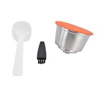 Tasse-capsule en acier inoxydable, filtre à capsules de café réutilisable pour, avec brosse et cuillère, conception en silicone non toxique et antirouille pour une util