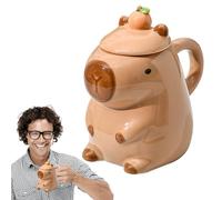 Tasse Capybara mignonne - Tasse à thé animal drôle - Tasse à thé arrondie en céramique | Design de animal 3D avec poignée ergonomique, tasse à café parfaite pour les buveurs de lait ou de