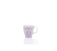 Tasse carrée 0,33, porcelaine blanche, fleurs, ligne or, Leander