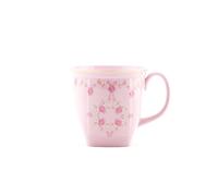 Tasse carrée 0,33, porcelaine rose, fleurs, ligne or, Leander