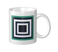 Tasse carrée en céramique verte et bleu marine, élégante tasse à café pour la maison et le bureau, 325 ml