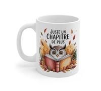 Tasse Céramique 325 ml Juste un Chapitre de Plus - Mug Hibou Lecteur Livre Automne - Compatible Lave-Vaisselle et Micro-Ondes