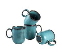 Tasse Ceramique à Café, Lot de Mug Cafe de 4 Pcs - 400ml, Tasses à Thé avec Poignée - Couleur Bleu , Vaisselle de Service à Café pour 4 Personnes