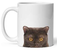 Tasse Céramique Chat British Shorthair Marron Qui Regarde Par La Tête Idée Mug À Café En Céramique Avec Poignée Tasses De Café Pour Partenaire Bureau Fête