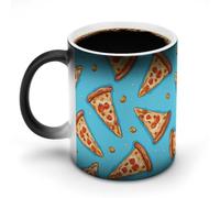 Tasse changeante de chaleur, tasse à café amusante en forme de tranche de pizza bleu clair avec poignée, tasses en céramique sensibles à la chaleur, tasses fantaisie personnalisées, tasses à thé cha