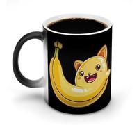Tasse changeante de couleur en céramique avec chat banane heureux, tasse à