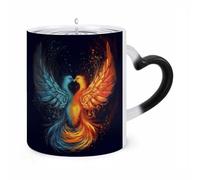 Tasse changeante Phénix de feu et d'eau 325 ml avec anse en forme d'oreille, tasses amusantes en céramique, tasses fantaisie personnalisées, tasses à thé chaudes pour hommes et femmes, cadeaux