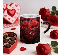 Tasse Changement Couleur Coeur D'amours Rose Rouge, 325ML Tasse Café Changeante Chaleur Coeur Céramique, Tasses Café Drôle Sensible Chaleur Avec Poignée Coeurs, Tasses Lait Magiques Changement Couleur