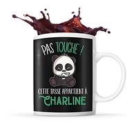 Tasse Charline Pas Touche Panda | Mug Prénom Cadeau Anniversaire Humour