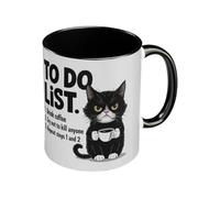 Tasse chat amusante pour faire des listes de tâches en attente | Chasse à l'eau pour chats en céramique | Conteneur décoratif anti-escalade | Conteneur de boisson isolant