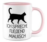Tasse chat cadeau Je parle couramment miauen, tasse à café amour chat animal de compagnie bureau travail équipe, idée cadeau propriétaire de chat, petit ami, petite amie tasse à café