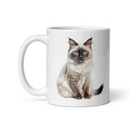 Tasse Chat Sacré de Birmanie - Mug Chat Réaliste - Tasse Chat 325 ml - Cadeau Chat Original - Mug Amoureux des Chats (Sacré de Birmanie)