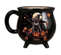 Tasse Chaudière Sorcière | Tasse Latte en Céramique Chat Sorcière,Tasse Décorative Nouveauté Sorcière Chaudière pour Thé et Café Vaisselle pour Halloween Femmes Amis Sœurs Cuisine Réunion de Famille