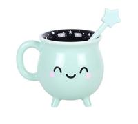 Tasse chaudron vert menthe avec agitateur baguette | Tasse chaudron de sorcière unique