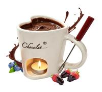 Tasse chauffe-chocolat Réchaud Réutilisable en Céramique de 200 ml avec | Kit Tasse à Faire Fondre pour fromage, caramel, camping, rendez-vous romantique, cinéma, mariage