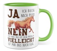 Tasse cheval cadeau : oui, je sens le cheval, non, je pense que ce n'est pas un problème, tasse à café cavalière, passe-temps, cour de cheval, humour, sarcasme, idée cadeau collègue, petite amie