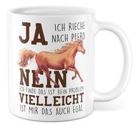Tasse cheval cadeau : oui, je sens le cheval, non, je pense que ce n'est pas un problème, tasse à café cavalière, passe-temps, cour de cheval, humour, sarcasme, idée cadeau collègue, petite amie
