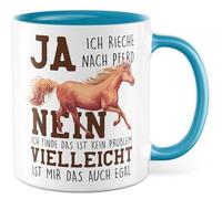 Tasse cheval cadeau : oui, je sens le cheval, non, je pense que ce n'est pas un problème, tasse à café cavalière, passe-temps, cour de cheval, humour, sarcasme, idée cadeau collègue, petite amie