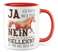 Tasse cheval cadeau : oui, je sens le cheval, non, je pense que ce n'est pas un problème, tasse à café cavalière, passe-temps, cour de cheval, humour, sarcasme, idée cadeau collègue, petite amie