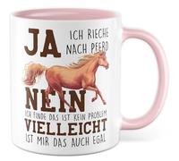 Tasse cheval cadeau : oui, je sens le cheval, non, je pense que ce n'est pas un problème, tasse à café cavalière, passe-temps, cour de cheval, humour, sarcasme, idée cadeau collègue, petite amie