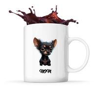 Tasse Chihuahua style Cartoon Prénom Nom Personnalisable | Mug Café Thé Idée Cadeau Personnalisé Homme Femme Original pour propriétaire de chien