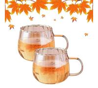 Tasse Citrouille d'Halloween, Tasses à Café en Verre Halloween Citrouille Tasse en Verre avec Poignée Boissons Clair Drôle d'Automne Tasse à Café pour Halloween Thanksgiving Noël (Orange)